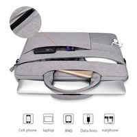 14.1-15.4 Inch Portable Laptop Shoulder Bag in Oxford Cloth & Nylon - Hemp Gray thumbnail
