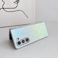 Geometric Gradient Leather Phone Case for Samsung Galaxy z Fold 4 5g - Pearlescent Finish - Silver thumbnail