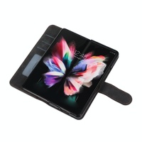 Samsung Galaxy z Fold 4 Leather Phone Case with Pen Slot - Horizontal Flip - Blue thumbnail