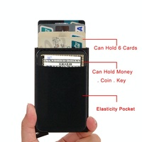 Metal Rfid Card Holder Wallet - Compact Design - Black thumbnail