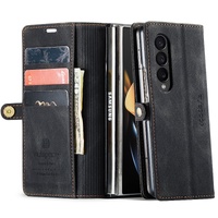 Vintage Rfid Leather Phone Case for Samsung Galaxy z Fold 4 - Black thumbnail