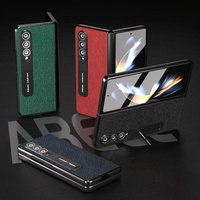 Cross Texture Leather Phone Case with Holder for Samsung Galaxy z Fold 4 5g - Blue thumbnail