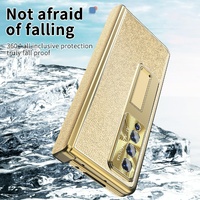 Shockproof Magnetic Litchi Pattern Phone Case for Samsung Galaxy z Fold 4 - Gold thumbnail