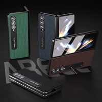 Premium Leather Phone Case with Holder for Samsung Galaxy z Fold 4 / 5g - Luxury Design - Black thumbnail