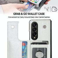 Foldable Phone Case with Double Buckle Card Slot for Samsung Galaxy z Fold4 - Purple thumbnail