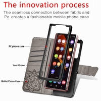 Embossed Butterfly Love Leather Case for Samsung Galaxy z Fold 4 - Flower Design - Dark Purple thumbnail