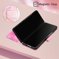 Marble Leather Flip Case for Samsung Galaxy z Fold 4 - White Purple Ls006 thumbnail