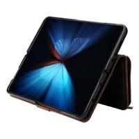 Frosted Leather Zip Wallet for Samsung Galaxy z Fold 4 - Compact and Stylish - Coffee thumbnail
