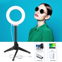 Usb Led Ring Light for Vlogging and Photography - 4.7 Inch White Light Pink thumbnail