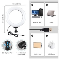 10 Mode Usb Led Ring Light with Tripod and Ball Head - 6.2 Inch Diameter - Pink thumbnail