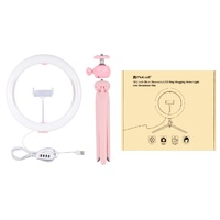 10.2 Led Ring Light with Tripod and Phone Clamp - 3 Modes Dual Colour Temperature Dimmable - Pink thumbnail
