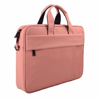 15.6 Inch Laptop One-shoulder Handbag with Waterproof Anti-theft Design and Suitcase Belt - Pink thumbnail