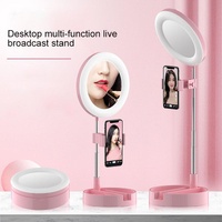 Foldable Desktop Makeup Mirror Holder with Storage - Pink thumbnail