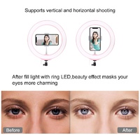 26cm Dimmable Led Ring Light with Tripod and Phone Clamp - Pink thumbnail