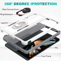Galaxy z Fold 4 Tpu Shockproof Case with Ring - 2 in 1 Design - Black thumbnail