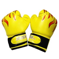 Adult Flame Pattern Pu Leather Boxing Gloves - Green thumbnail