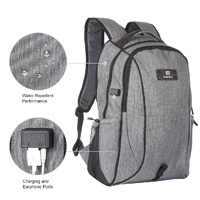 Grey Canvas Dual-shoulder Laptop Backpack - Portable Outdoor thumbnail