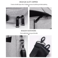 Expandable Laptop Bag - Waterproof Oxford Cloth Detachable Shoulder Strap - Grey thumbnail