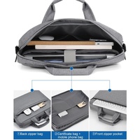 Portable 15 Inch Laptop Leather Handbag For Business Briefcase - Light Grey thumbnail