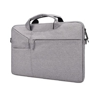 15.6 Inch Laptop Handbag With Hidden Strap And Suitcase Belt - Waterproof And Tear-Resistant - Light Grey thumbnail