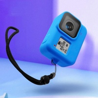 Gopro Hero8 Silicone Case with Wrist Strap - Protective Cover - Blue thumbnail