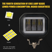 2 Pcs Car 4 Inch Square Spotlight Work Light With Angel Eyes Yellow Light thumbnail
