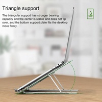 Adjustable Laptop Stand - Portable Folding Height Increase Heat Dissipation - Silver thumbnail