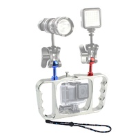 Aluminum Dual Handheld Diving Light Arm Mount for Action Cameras - Silver thumbnail