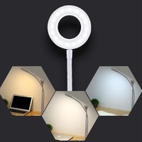 Universal Cell Phone Holder with Selfie Ring Light for Studio Recording and Live Broadcast - White thumbnail