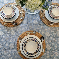 Rectangle Tablecloth Table Cover Flower Pattern Dining Table Cloth - Hamptons Blue thumbnail