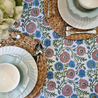 Kolka Kumudani Hand Block-Printed Tablecloth - Pink thumbnail
