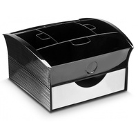 CEP Deluxe Tea Coffee Storage Home Office Organiser Distributor Tray - Black thumbnail