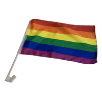 2x RAINBOW CAR FLAG with Window Clip Flags Australia Day 30cm x 45cm Gay Pride thumbnail
