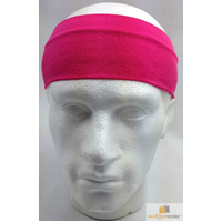 PLAIN HEADBAND Elastic Stretch Sports Yoga Hair Band Unisex 8cm Wide Wrap - Hot Pink thumbnail