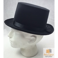 SATIN TOP HAT Costume Party Cap Fancy Dress Trilby Fedora One Size - Black thumbnail