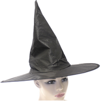 WITCH HAT Plain Black Halloween Costume Fancy Dress Womens Accessory Wizard thumbnail