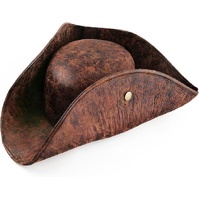 Durashape Brown Pirate Tricorn Hat Tri-Corner Faux Leather Captain Cowboy Costume thumbnail