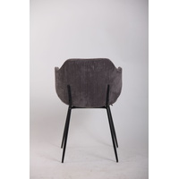 Set of 4 Dining Chairs with Corduroy Cord Fabric in Dark Grey Lincoln thumbnail