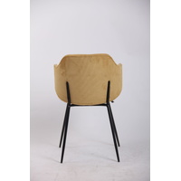 Set of 4 Dining Chairs Corduroy Cord Fabric with Metal Legs in Mustard Yellow thumbnail