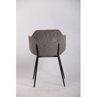 Set of 4 Dining Chairs with Corduroy Cord Fabric in Grey thumbnail