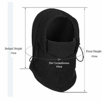 2x Windproof Thermal Fleece Balaclava Beanie Hat Full Face Mask Ski - Black thumbnail