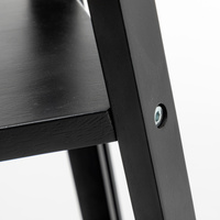 Eiffel 3 Tier Natural Wood Floor Lamp w/ Storage Shelves + Off White Linen Shade thumbnail