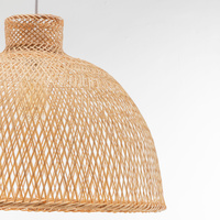 Natural Hand Woven Bamboo Dome Pendant Lamp Hanging Light Rattan Style thumbnail