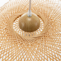 Serene Natural Hand-Woven Bamboo Wave Pendant Lamp Light - Large thumbnail