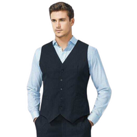 Mens Peaked Vest Waistcoat w/ Knitted Back Suit Formal Wedding Dress Up - Navy - 122 thumbnail