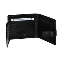 Futura Mens RFID Leather Coin Fold Over Wallet - Black thumbnail