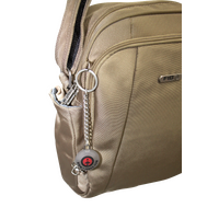 FIB Mens Tablet Crossover Travel Wallet Crossbody Shoulder Bag - Sand thumbnail