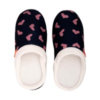 ARCHLINE Orthotic Slippers Slip On Scuffs Pain Relief Moccasins - Navy with Hearts - EUR 38 (Womens US 7) thumbnail