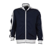 Identitee Mens Varsity Track Top Jacket Tracksuit Warm Winter Jumper Long Sleeve - Black/White - XXL thumbnail