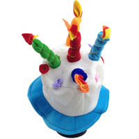 Happy BIRTHDAY CAKE HAT Party Costume Bday Fancy Dress with Candles Gift  - Blue thumbnail